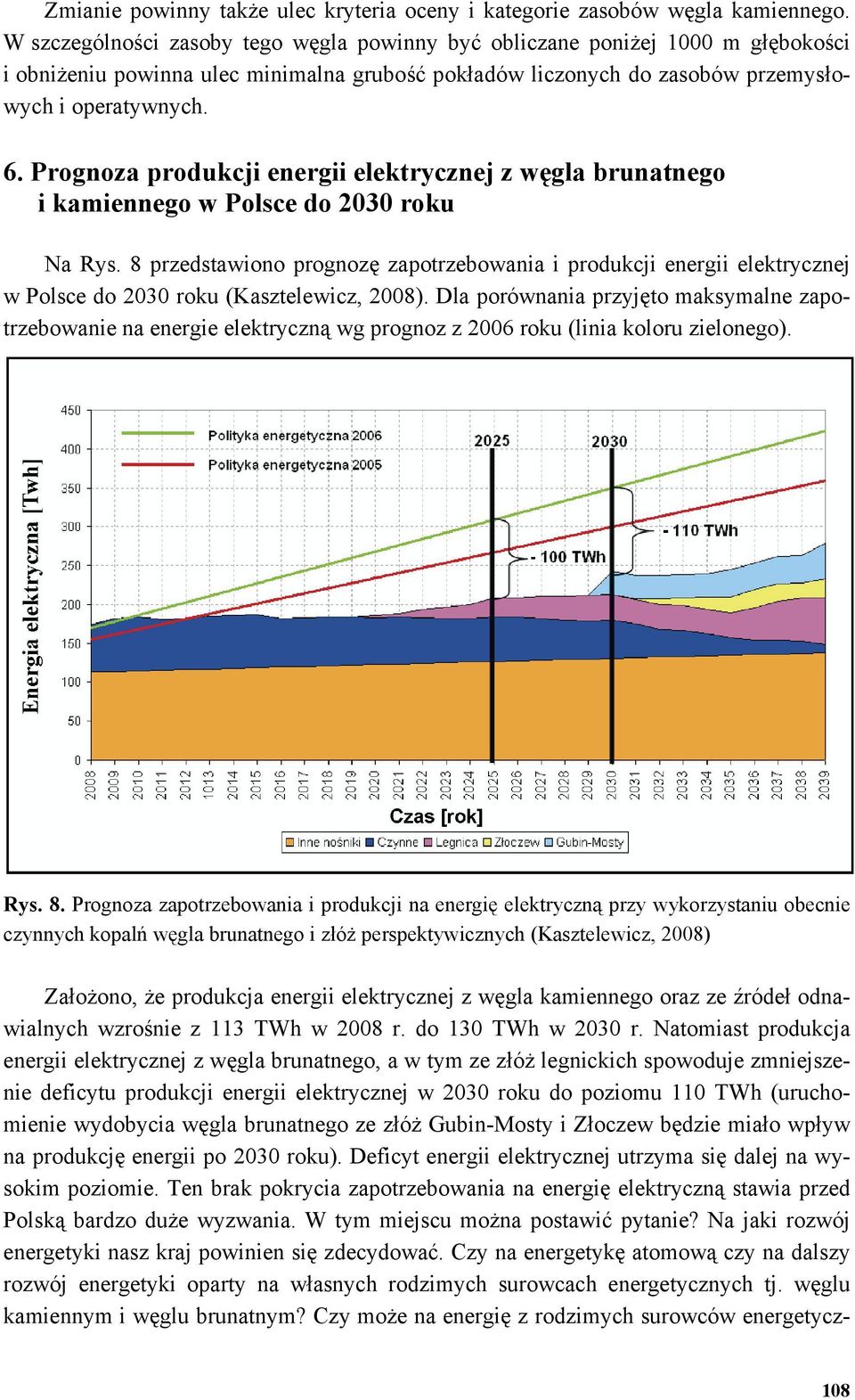 Prognoza produkcji energii elektrycznej z węgla brunatnego i kamiennego w Polsce do 2030 roku Na Rys.