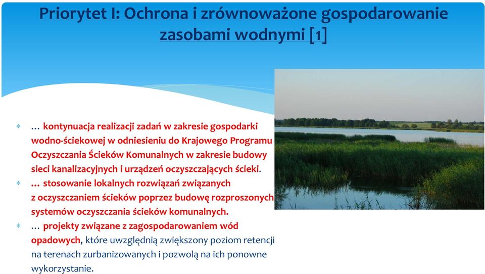 stosowanie lokalnych rozwiązań związanych z oczyszczaniem ścieków poprzez budowę rozproszonych systemów oczyszczania ścieków komunalnych.