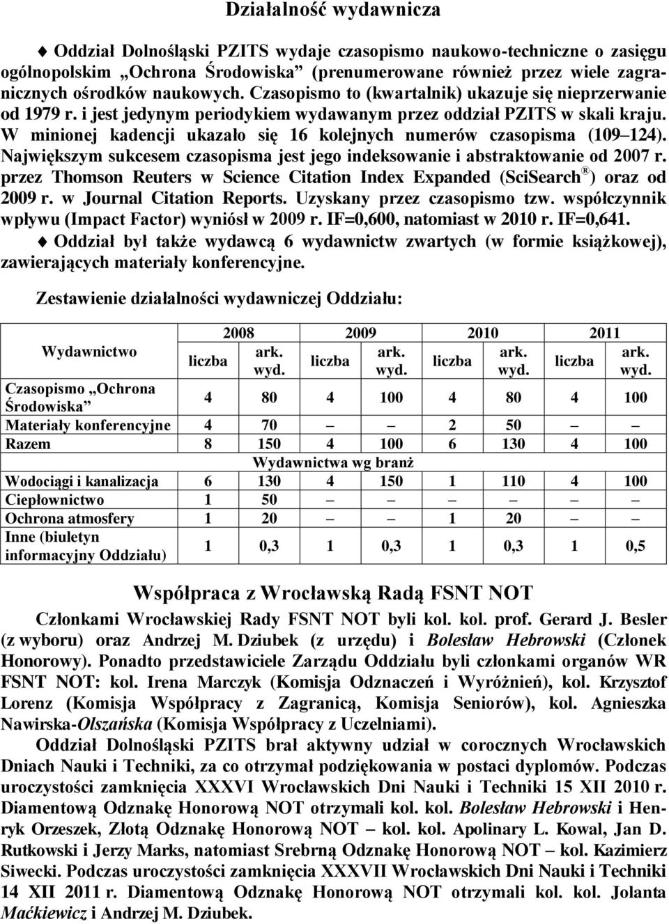 W minionej kadencji ukazało się 16 kolejnych numerów czasopisma (109 124). Największym sukcesem czasopisma jest jego indeksowanie i abstraktowanie od 2007 r.