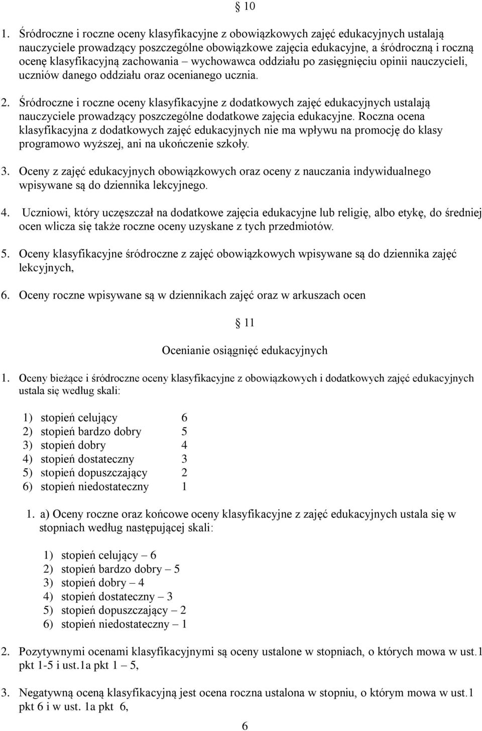 Śródroczne i roczne oceny klasyfikacyjne z dodatkowych zajęć edukacyjnych ustalają nauczyciele prowadzący poszczególne dodatkowe zajęcia edukacyjne.