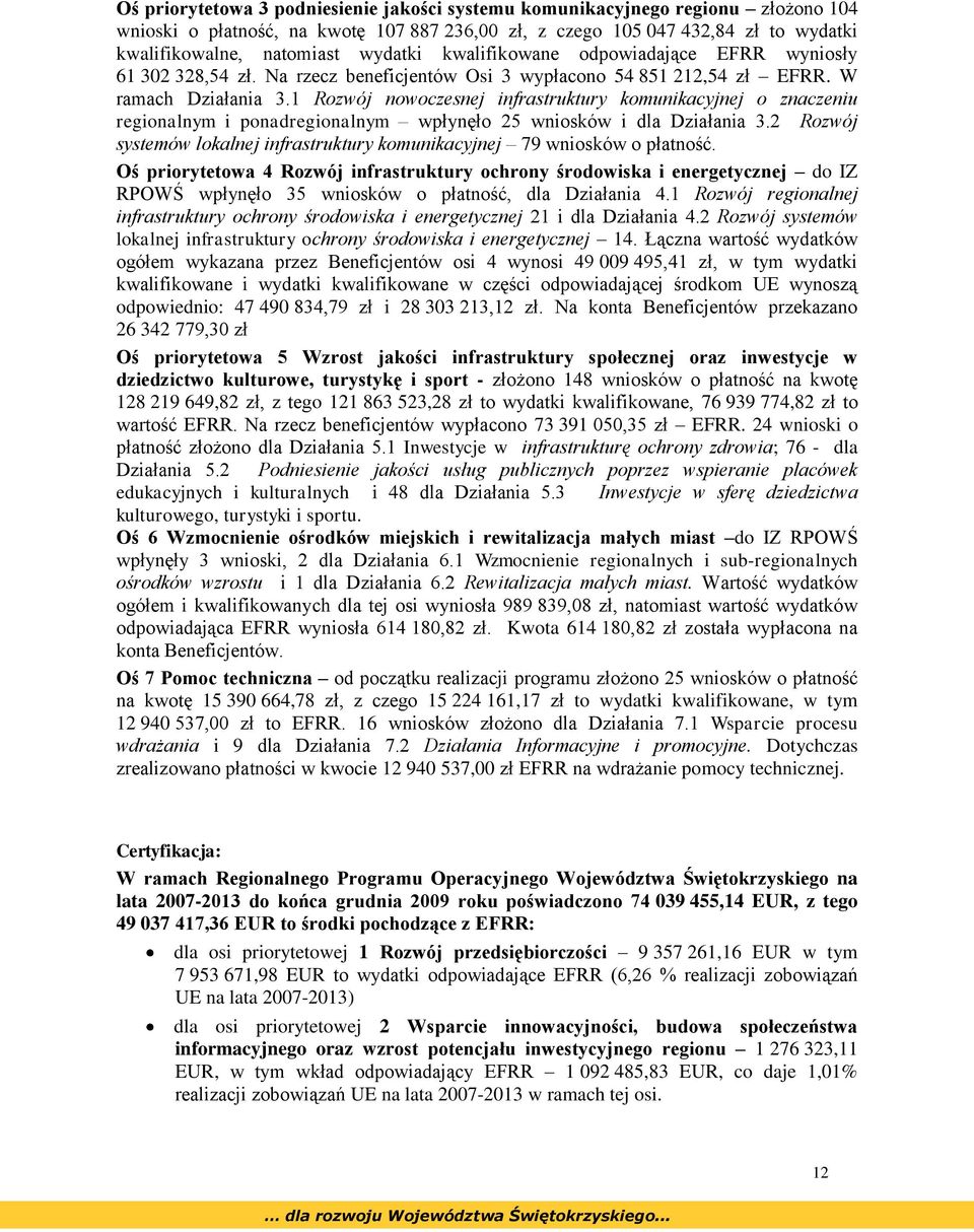 1 Rozwój nowoczesnej infrastruktury komunikacyjnej o znaczeniu regionalnym i ponadregionalnym wpłynęło 25 wniosków i dla Działania 3.