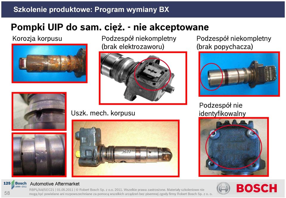 niekompletny (brak elektrozaworu) Podzespół