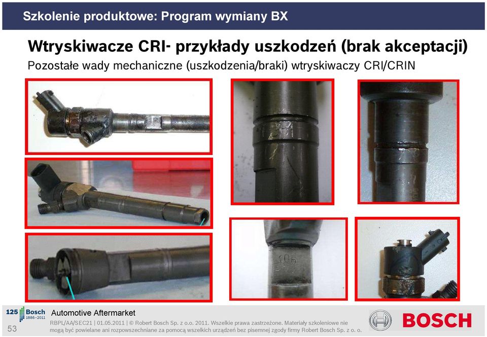 Pozostałe wady mechaniczne