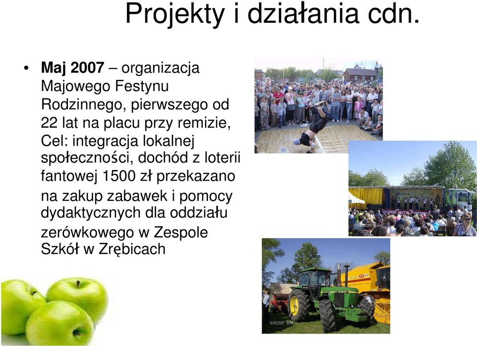 placu przy remizie, Cel: integracja lokalnej spo eczno ci, dochód z