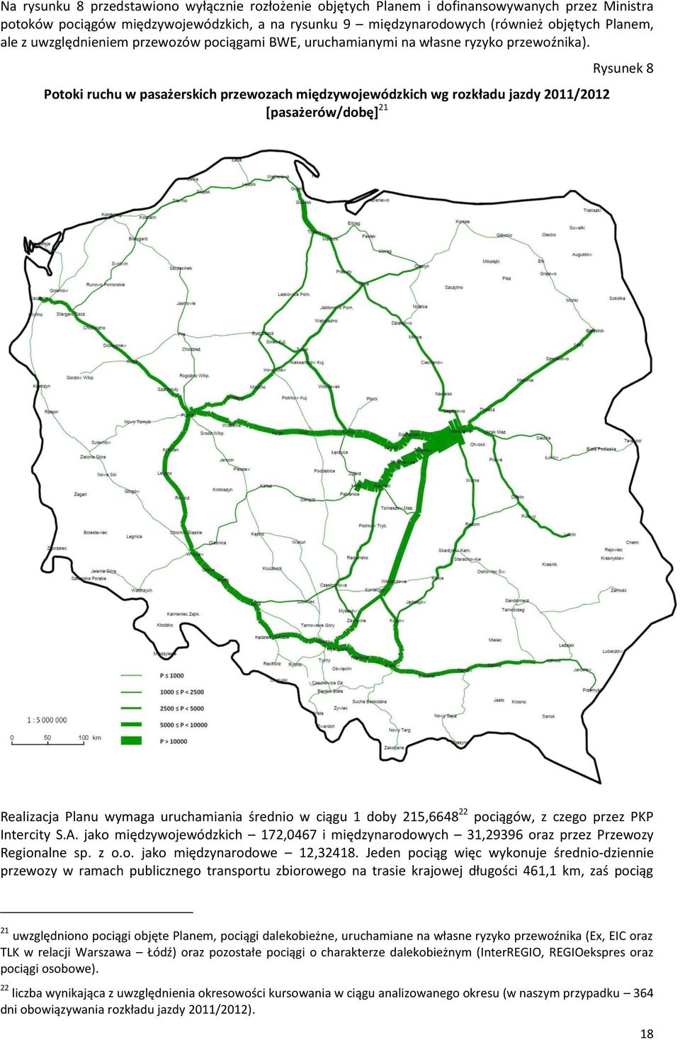 Ptki ruchu w pasażerskich przewzach międzywjewódzkich wg rzkładu jazdy 2011/2012 *pasażerów/dbę+ 21 Rysunek 8 Realizacja Planu wymaga uruchamiania średni w ciągu 1 dby 215,6648 22 pciągów, z czeg