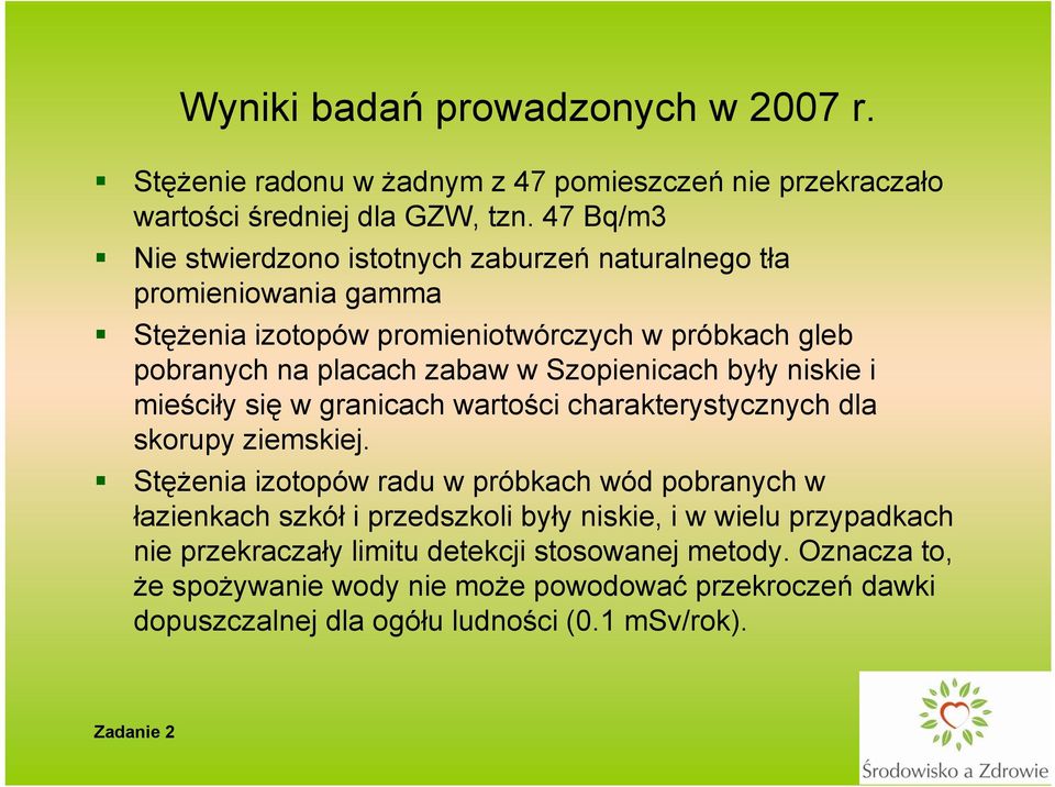 Szopienicach były niskie i mieściły się w granicach wartości charakterystycznych dla skorupy ziemskiej.