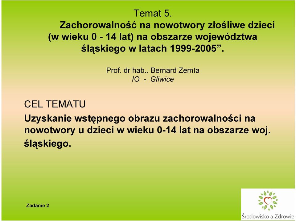 obszarze województwa śląskiego w latach 1999-2005. Prof. dr hab.