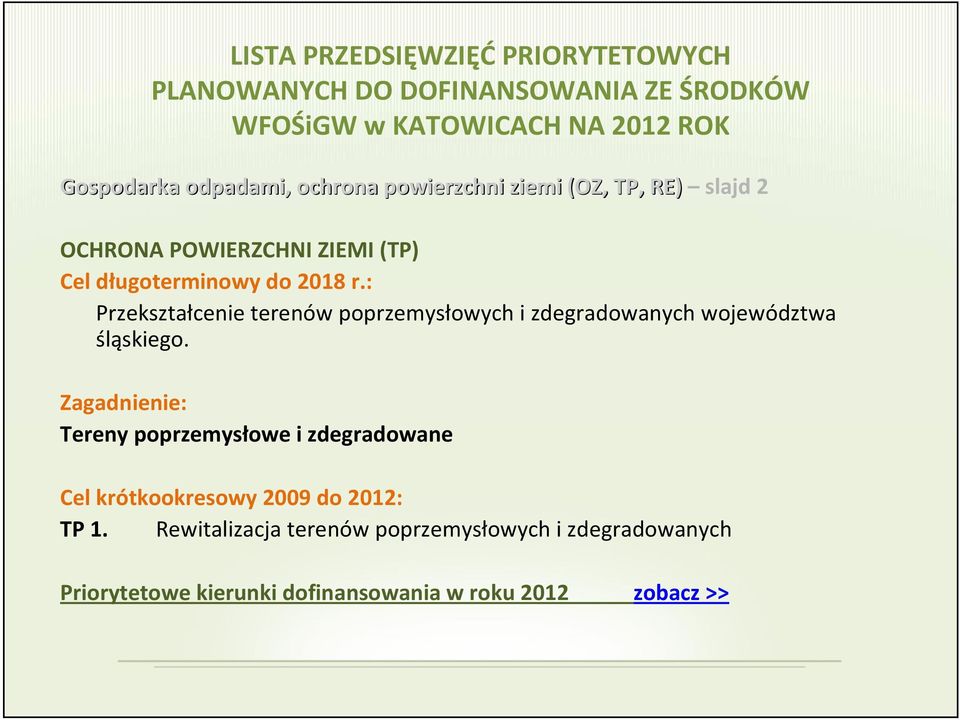 : Przekształcenieterenów poprzemysłowych i zdegradowanych województwa śląskiego.