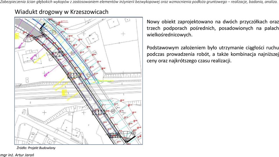 Podstawowym założeniem było utrzymanie ciągłości ruchu podczas prowadzenia robót, a