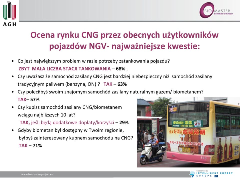 (benzyna, ON)? TAK 63% Czy poleciłbyś swoim znajomym samochód zasilany naturalnym gazem/ biometanem?