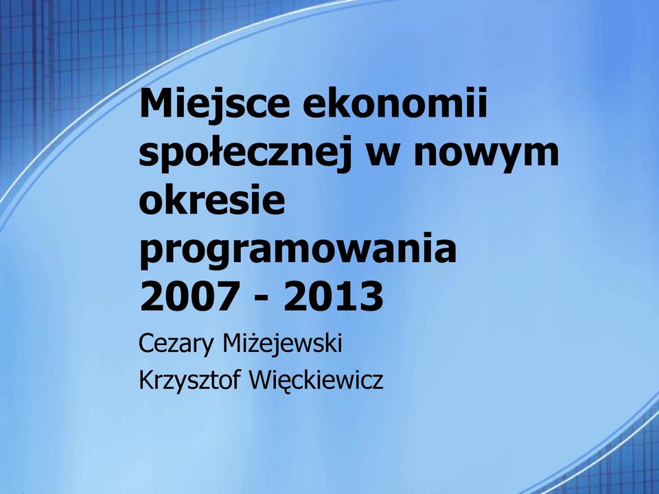 programowania 2007-2013