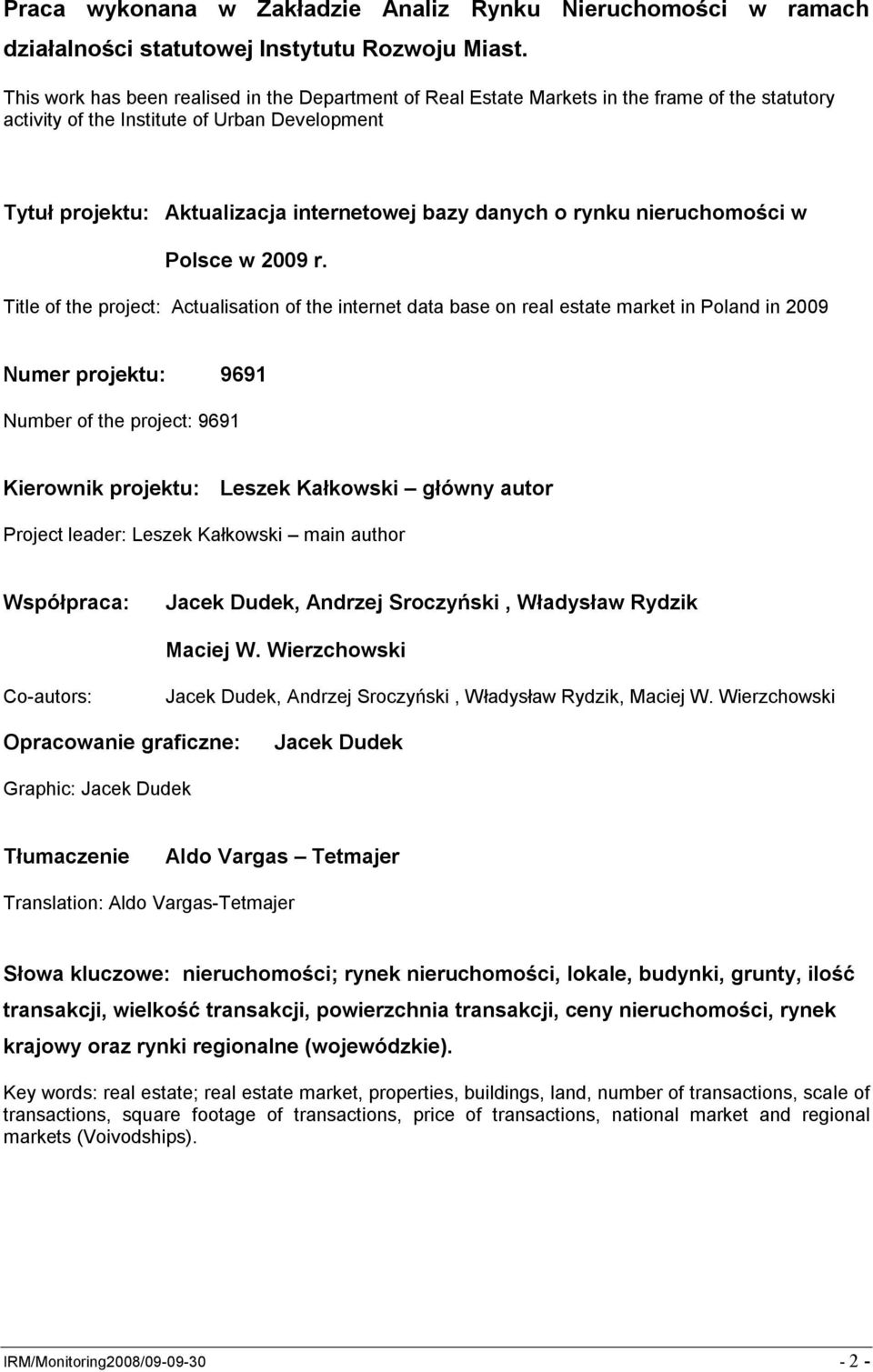 o rynku nieruchomości w Polsce w 2009 r.