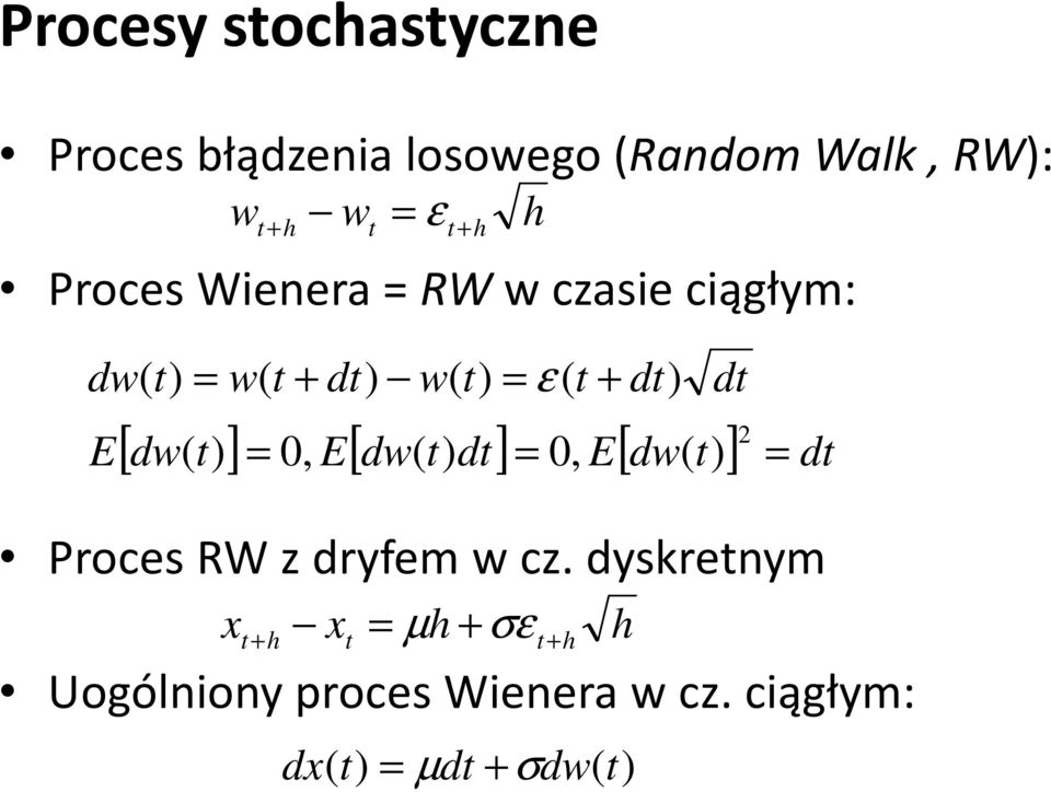 Proces RW z dryfem w cz.