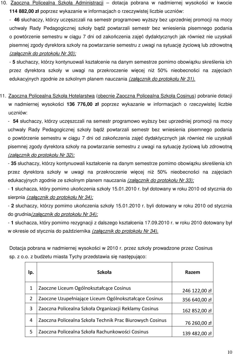 ich przez dyrektora szkoły w uwagi na przekroczenie więcej niż 50% nieobecności na zajęciach edukacyjnych zgodnie ze szkolnym planem nauczania (załącznik do protokołu Nr 31). 11.