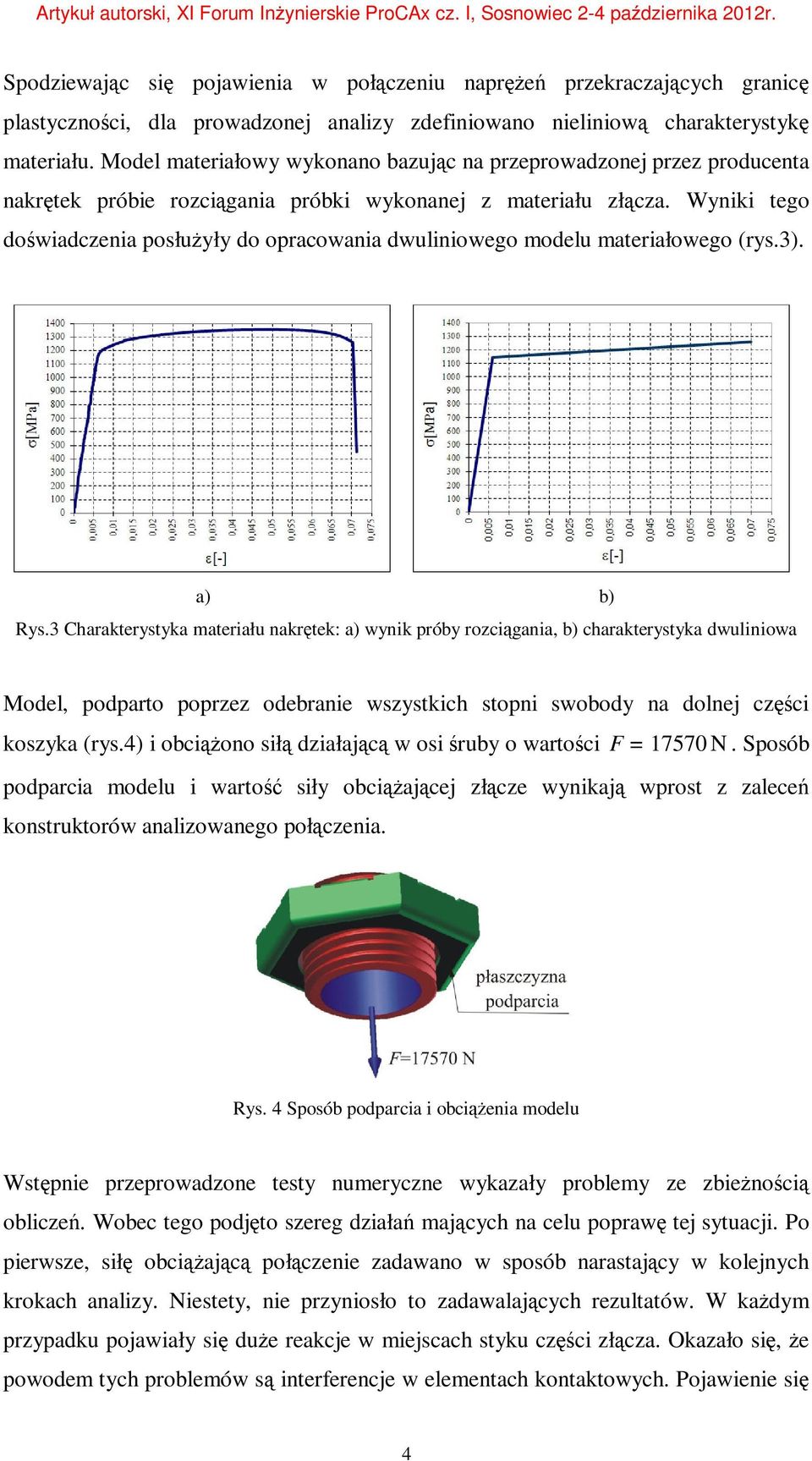 Wyniki tego doświadczenia posłużyły do opracowania dwuliniowego modelu materiałowego (rys.3). a) b) Rys.