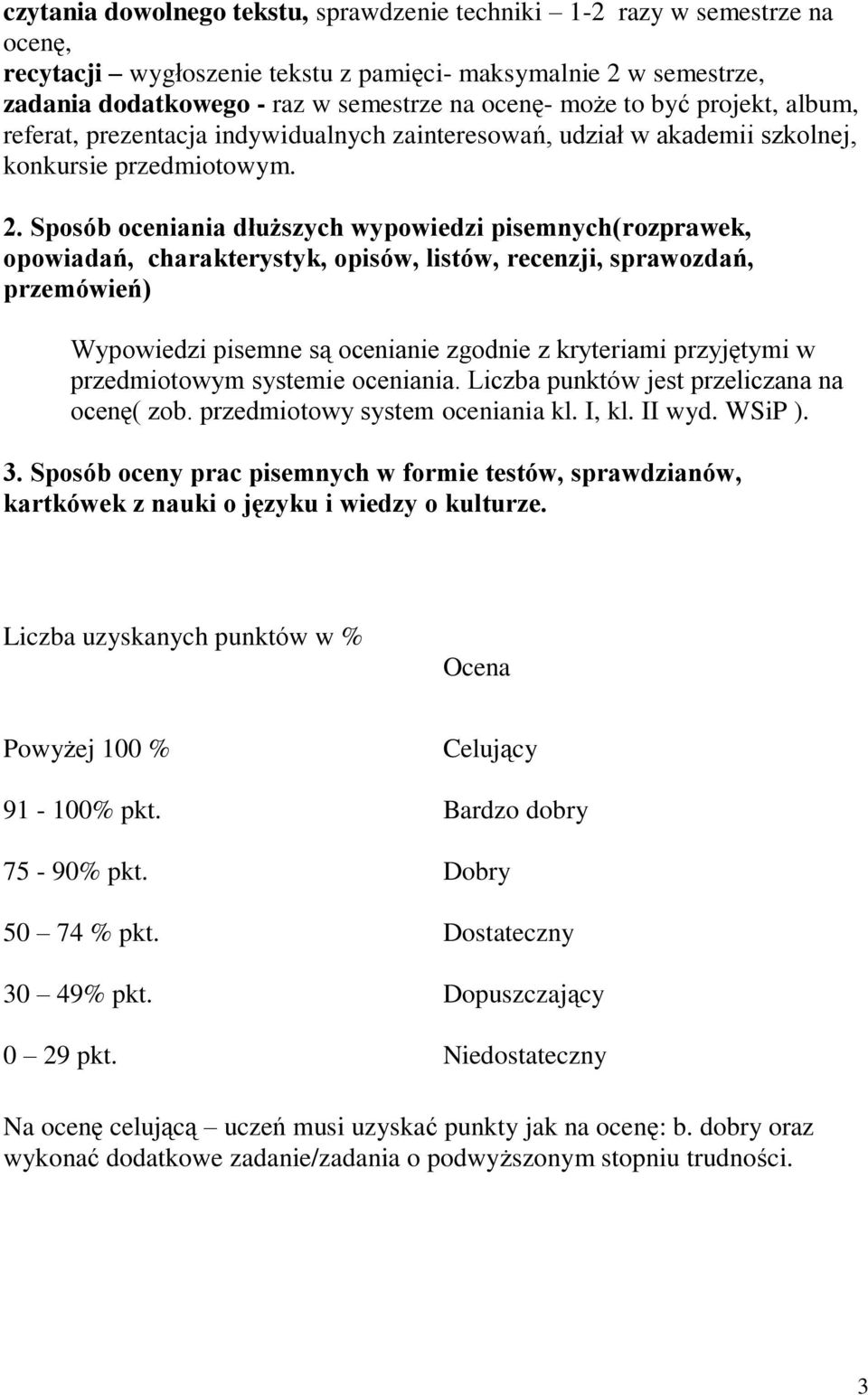 Sposób oceniania dłuższych wypowiedzi pisemnych(rozprawek, opowiadań, charakterystyk, opisów, listów, recenzji, sprawozdań, przemówień) Wypowiedzi pisemne są ocenianie zgodnie z kryteriami przyjętymi