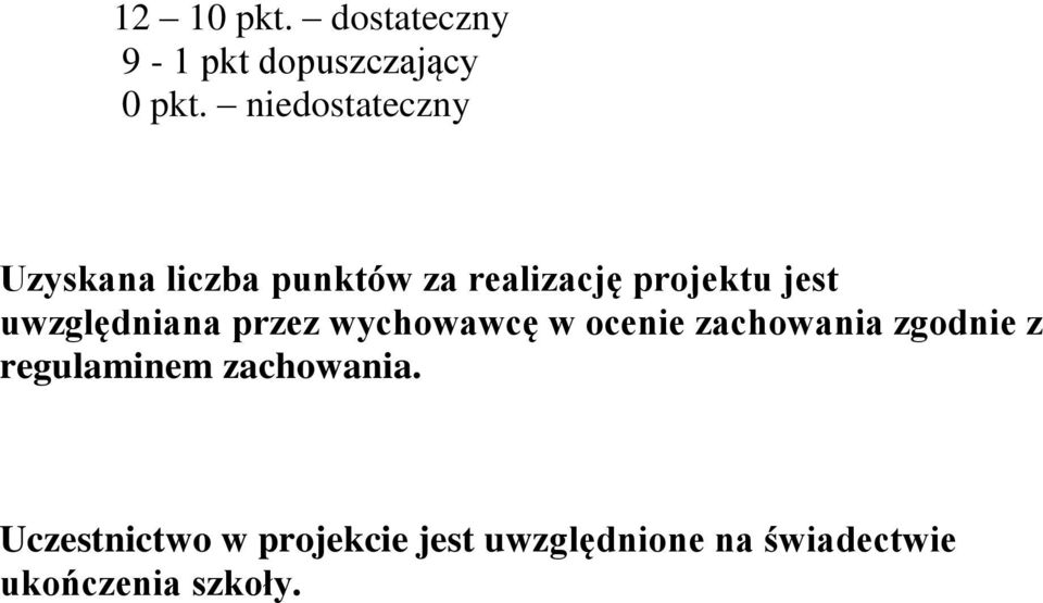 uwzględniana przez wychowawcę w ocenie zachowania zgodnie z