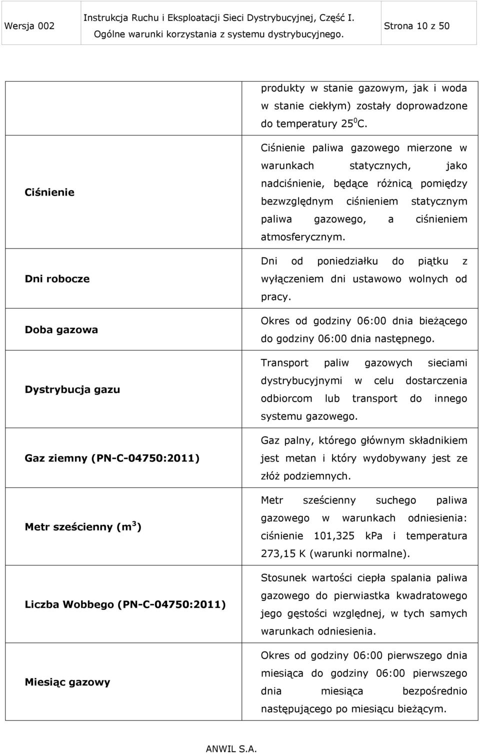 statycznych, jako nadciśnienie, będące różnicą pomiędzy bezwzględnym ciśnieniem statycznym paliwa gazowego, a ciśnieniem atmosferycznym.