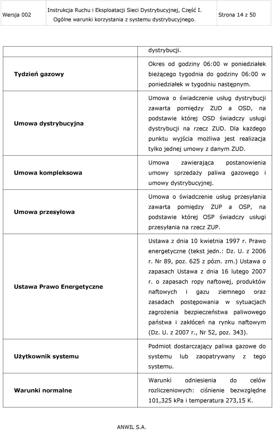 06:00 w poniedziałek w tygodniu następnym. Umowa o świadczenie usług dystrybucji zawarta pomiędzy ZUD a OSD, na podstawie której OSD świadczy usługi dystrybucji na rzecz ZUD.