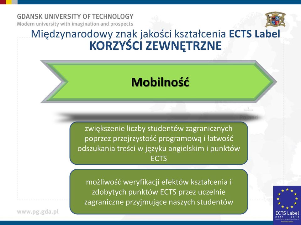 odszukania treści w języku angielskim i punktów ECTS możliwość weryfikacji efektów