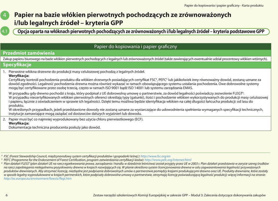 biurowego na bazie włókien pierwotnych pochodzących z legalnych lub zrównoważonych źródeł (także zawierających ewentualnie udział procentowy włókien wtórnych). Specyfikacje 1.