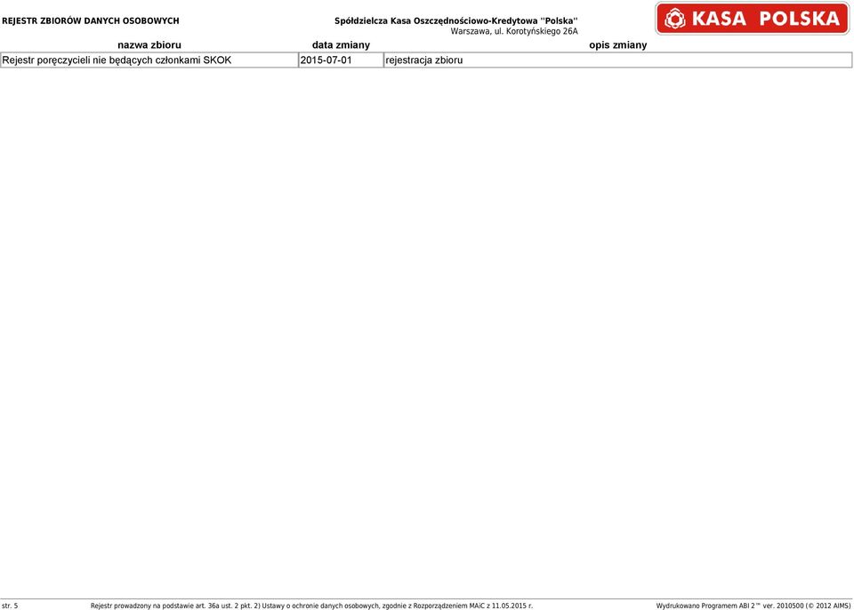 5 Rejestr prowadzony na podstawie art. 36a ust. 2 pkt.