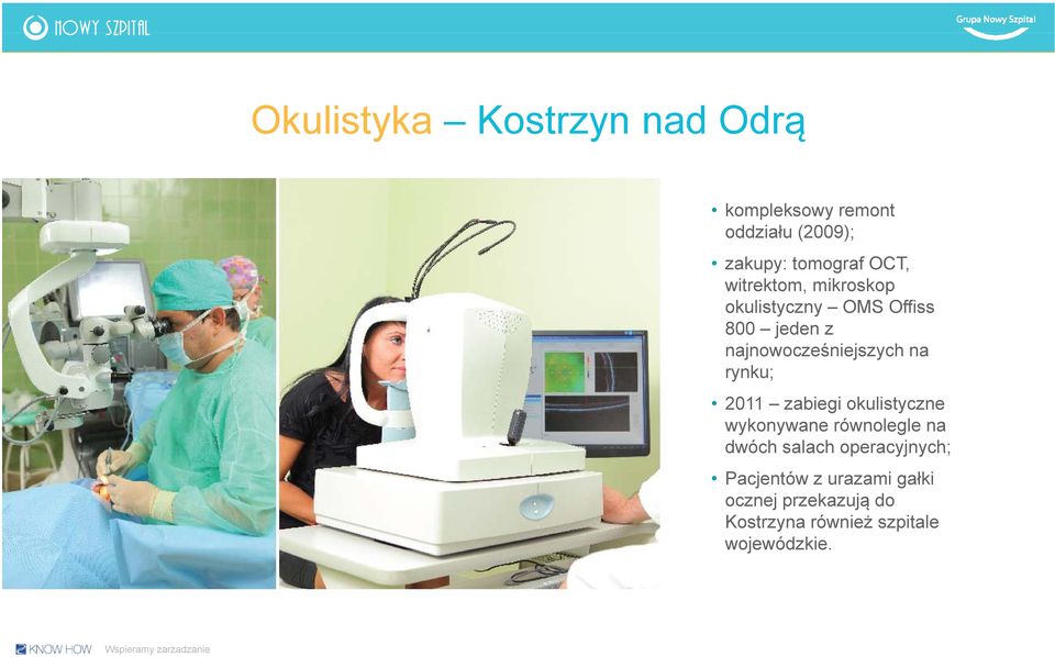 2011 zabiegi okulistyczne wykonywane równolegle l na dwóch salach operacyjnych; Pacjentów