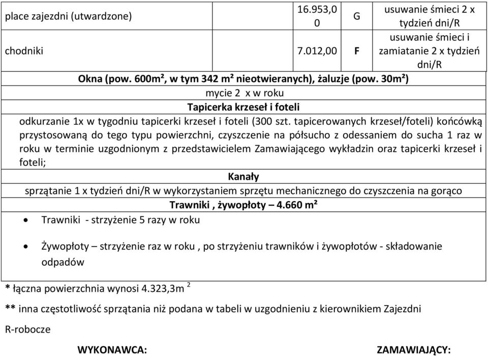 tapicerowanych krzeseł/foteli) końcówką przystosowaną do tego typu powierzchni, czyszczenie na półsucho z odessaniem do sucha 1 raz w roku w terminie uzgodnionym z przedstawicielem Zamawiającego