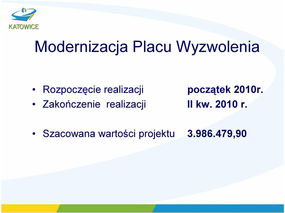 realizacji początek 2010r. II kw.