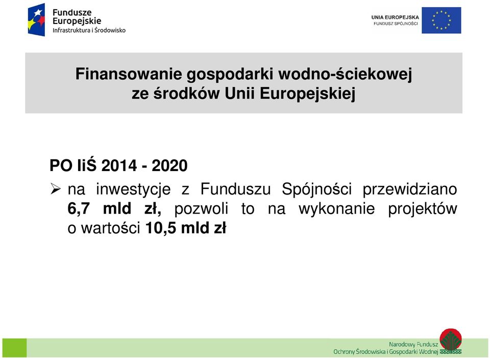 Funduszu Spójności przewidziano 6,7 mld zł,