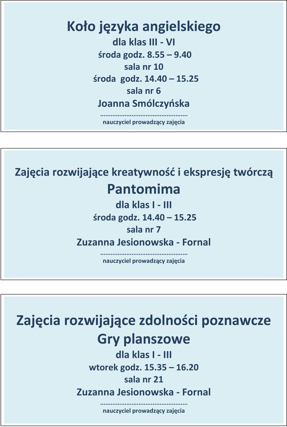 Pantomima środa godz. 14.40 15.