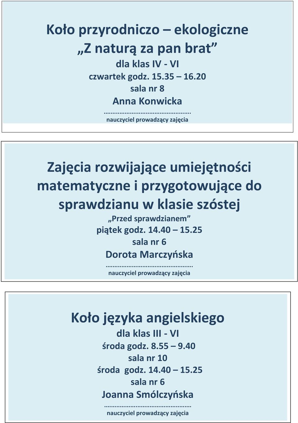 sprawdzianu w klasie szóstej Przed sprawdzianem piątek godz. 14.40 15.