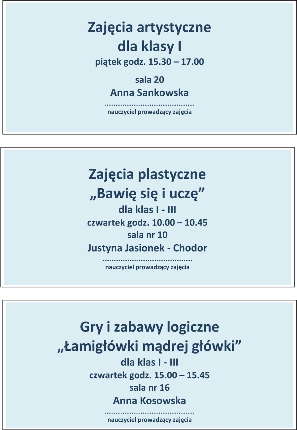 czwartek godz. 10.00 10.