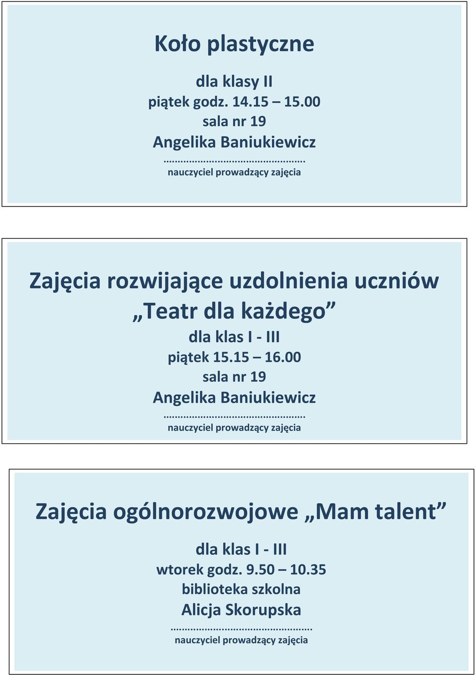 uczniów Teatr dla każdego piątek 15.15 16.