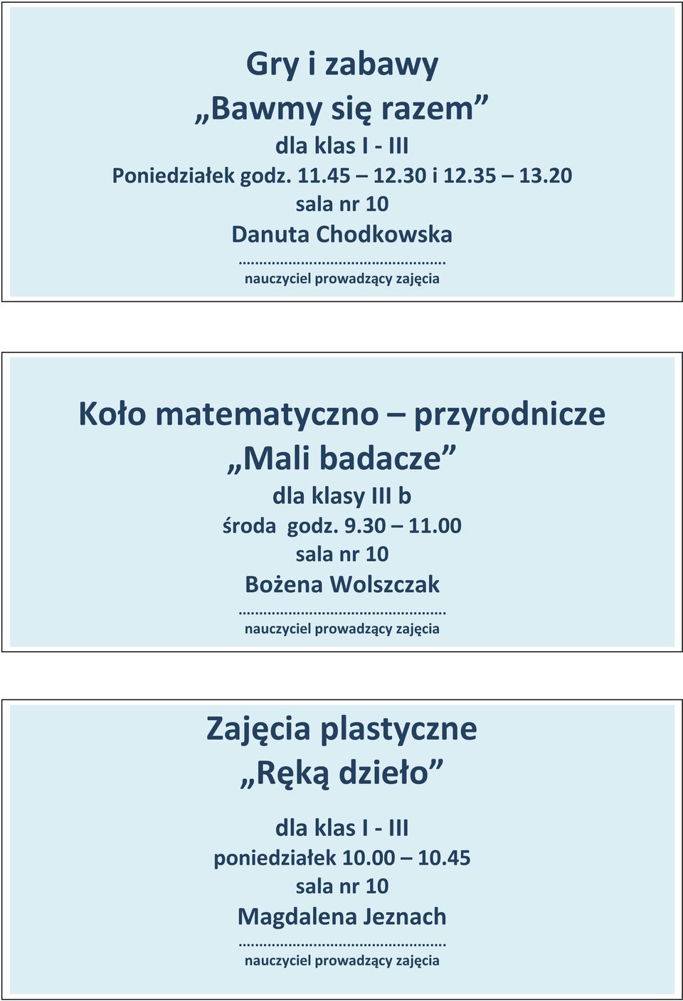 20 Danuta Chodkowska Koło matematyczno przyrodnicze Mali badacze