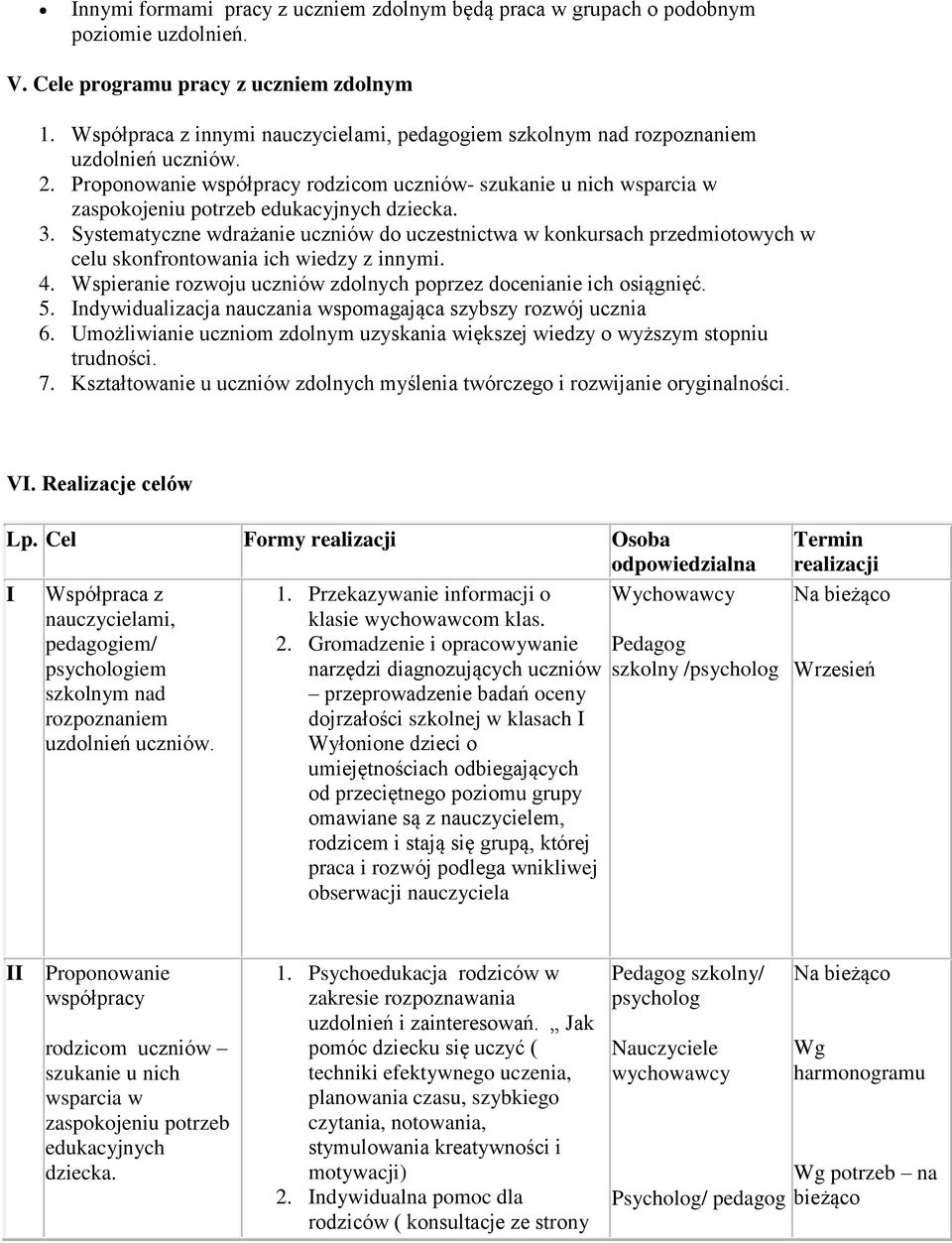 Proponowanie współpracy rodzicom uczniów- szukanie u nich wsparcia w zaspokojeniu potrzeb edukacyjnych dziecka. 3.