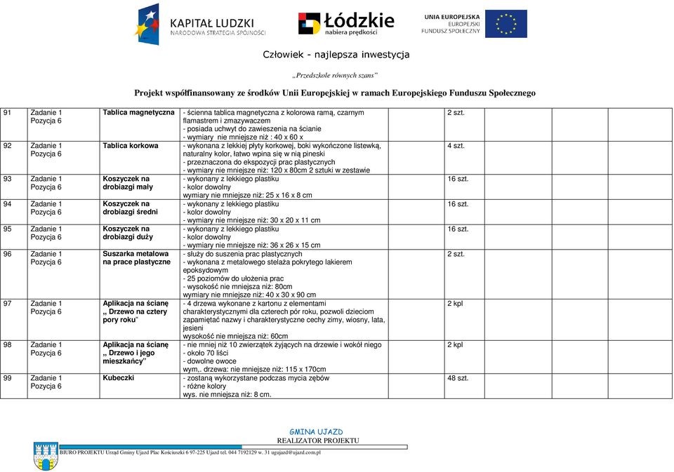 tablica magnetyczna z kolorowa ramą, czarnym flamastrem i zmazywaczem - posiada uchwyt do zawieszenia na ścianie - wymiary nie mniejsze niż : 40 x 60 x - wykonana z lekkiej płyty korkowej, boki