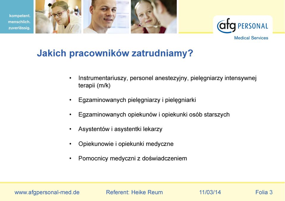 (m/k) Egzaminowanych pielęgniarzy i pielęgniarki Egzaminowanych opiekunów i