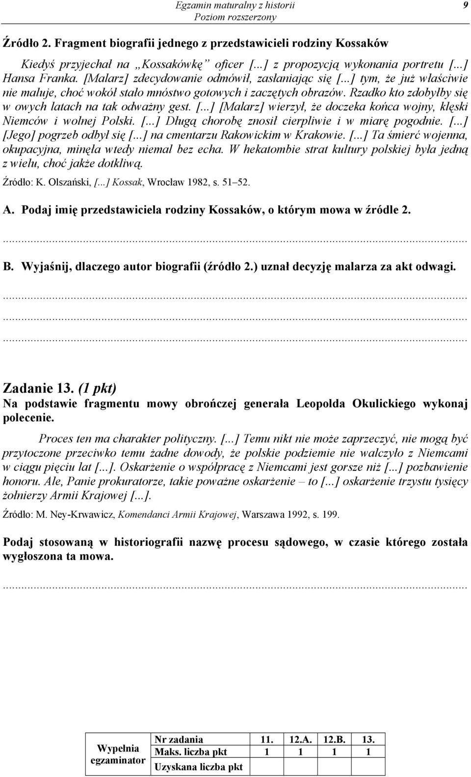 Rzadko kto zdobyłby się w owych latach na tak odważny gest. [...] [Malarz] wierzył, że doczeka końca wojny, klęski Niemców i wolnej Polski. [...] Długą chorobę znosił cierpliwie i w miarę pogodnie. [...] [Jego] pogrzeb odbył się [.