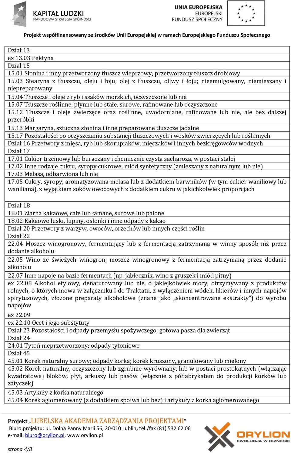 07 Tłuszcze roślinne, płynne lub stałe, surowe, rafinowane lub oczyszczone 15.12 Tłuszcze i oleje zwierzęce oraz roślinne, uwodorniane, rafinowane lub nie, ale bez dalszej przeróbki 15.