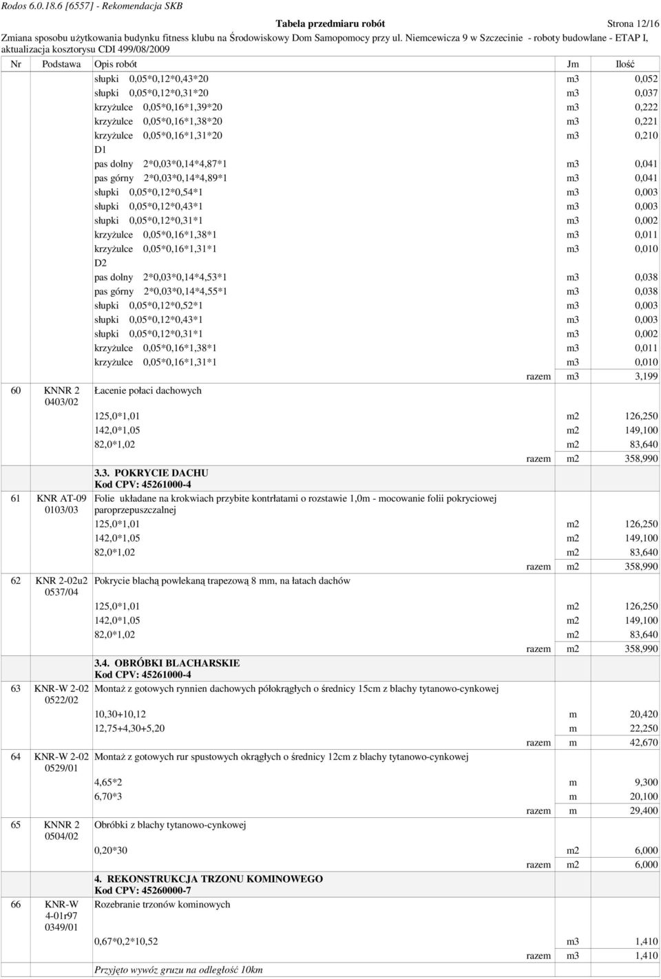 2*0,03*0,14*4,87*1 m3 0,041 pas górny 2*0,03*0,14*4,89*1 m3 0,041 słupki 0,05*0,12*0,54*1 m3 0,003 słupki 0,05*0,12*0,43*1 m3 0,003 słupki 0,05*0,12*0,31*1 m3 0,002 krzyŝulce 0,05*0,16*1,38*1 m3