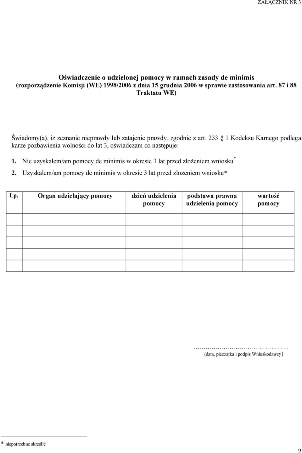 233 1 Kodeksu Karnego podlega karze pozbawienia wolności do lat 3, oświadczam co następuje: 1.