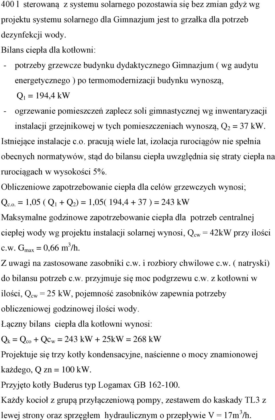 gimnastycznej wg inwentaryzacji instalacji grzejnikow