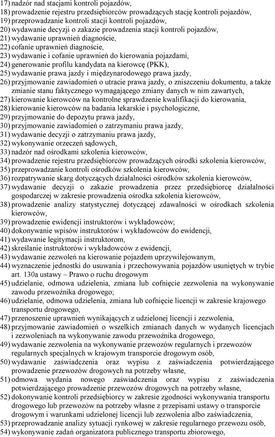 profilu kandydata na kierowcę (PKK), 25) wydawanie prawa jazdy i międzynarodowego prawa jazdy, 26) przyjmowanie zawiadomień o utracie prawa jazdy, o zniszczeniu dokumentu, a także zmianie stanu