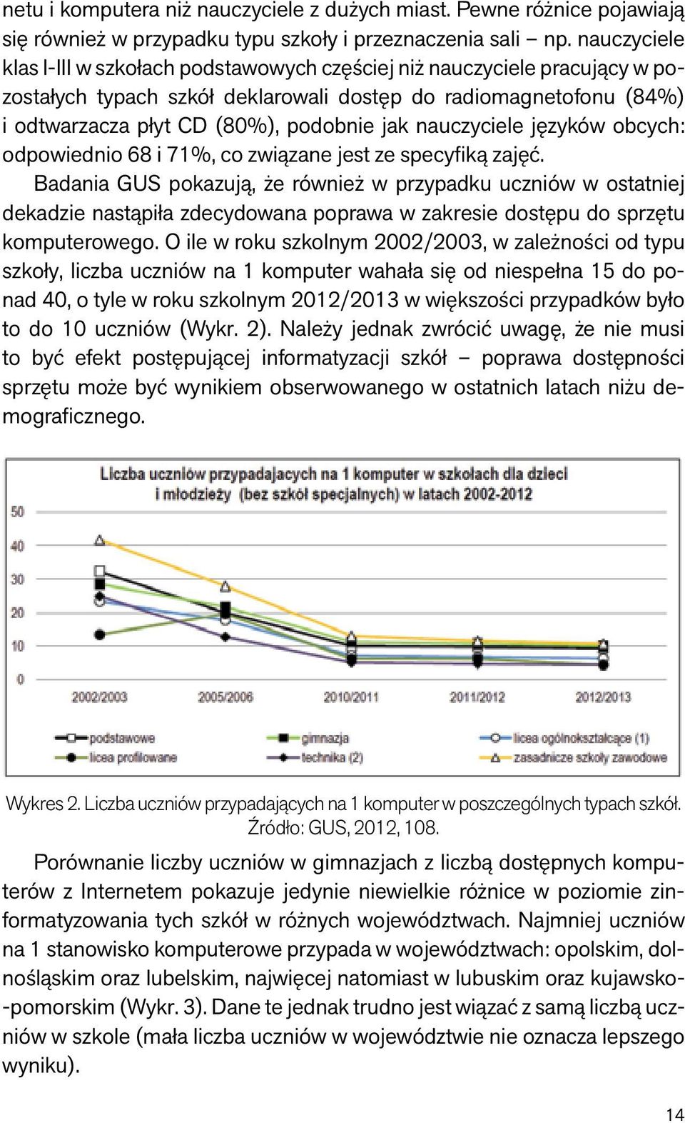 nauczyciele języków obcych: odpowiednio 68 i 71%, co związane jest ze specyfiką zajęć.