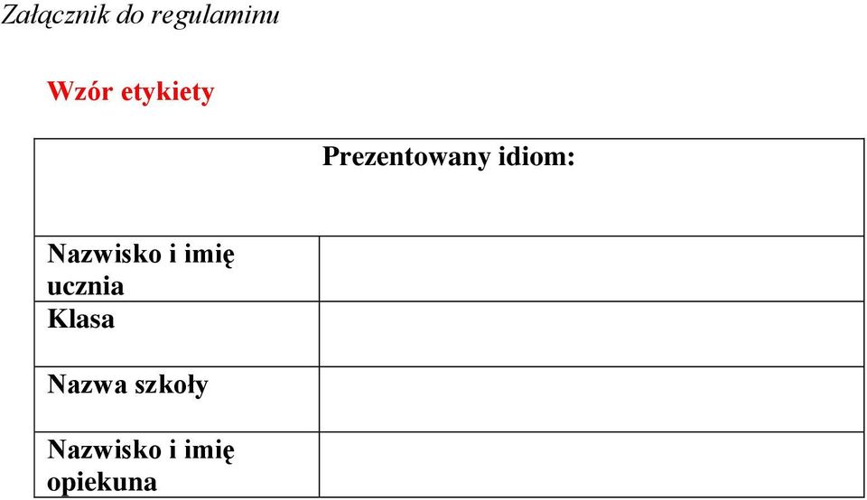 Nazwisko i imię ucznia