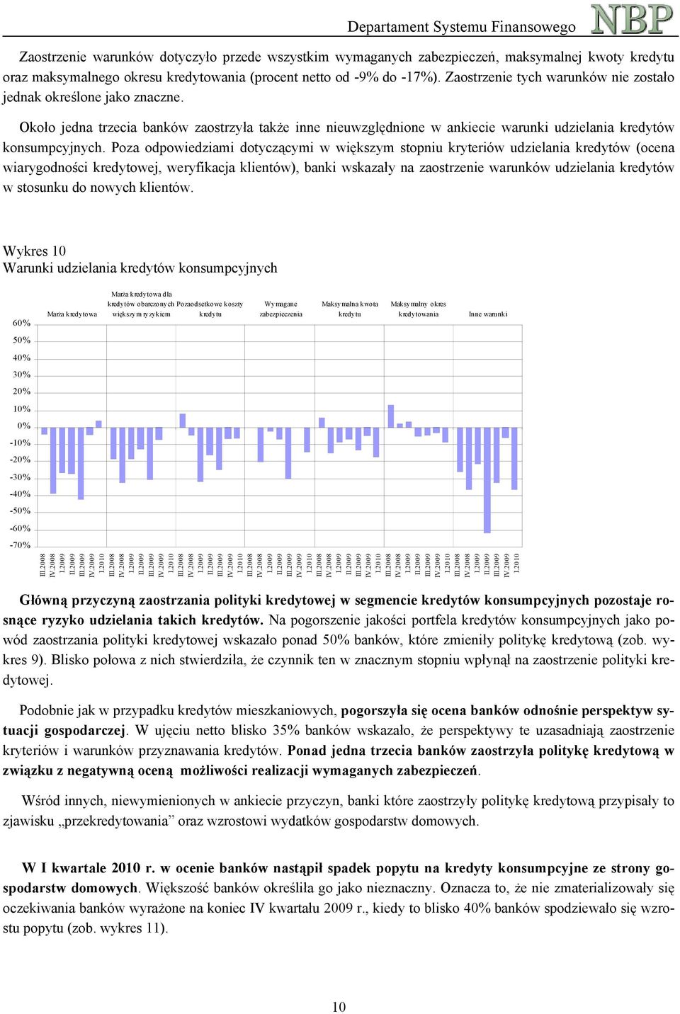 Poza odpowiedziami dotyczącymi w większym stopniu kryteriów udzielania kredytów (ocena wiarygodności kredytowej, weryfikacja klientów), banki wskazały na zaostrzenie warunków udzielania kredytów w