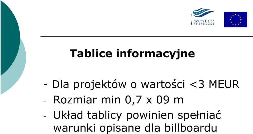 x 09 m - Układ tablicy powinien