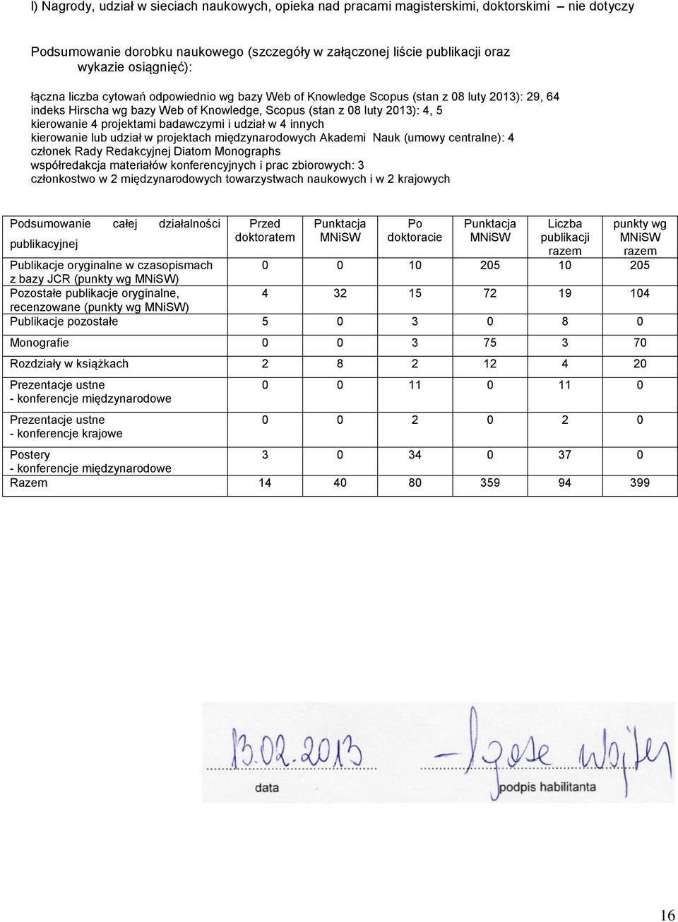 badawczymi i udział w 4 innych kierowanie lub udział w projektach międzynarodowych Akademi Nauk (umowy centralne): 4 członek Rady Redakcyjnej Diatom Monographs współredakcja materiałów