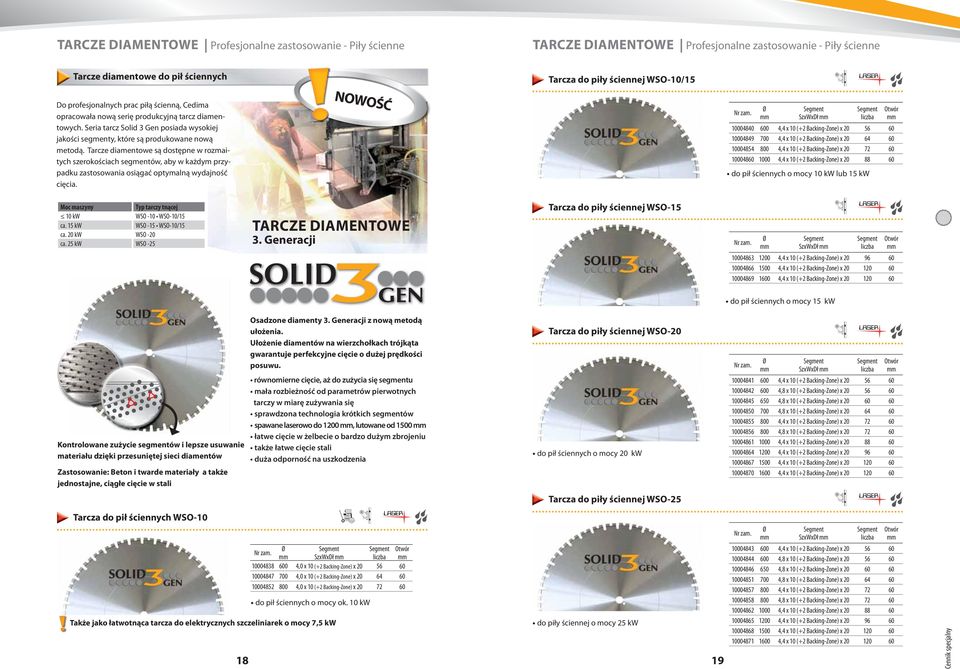 Tarcze diamentowe są dostępne w rozmaitych szerokościach segmentów, aby w każdym przypadku zastosowania osiągać optymalną wydajność cięcia.